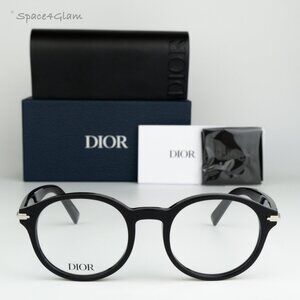 Dior Men Eyeglasses Shiny Black Demo Round DIORBLACKSUITO RI 1000 BRAND NEW
